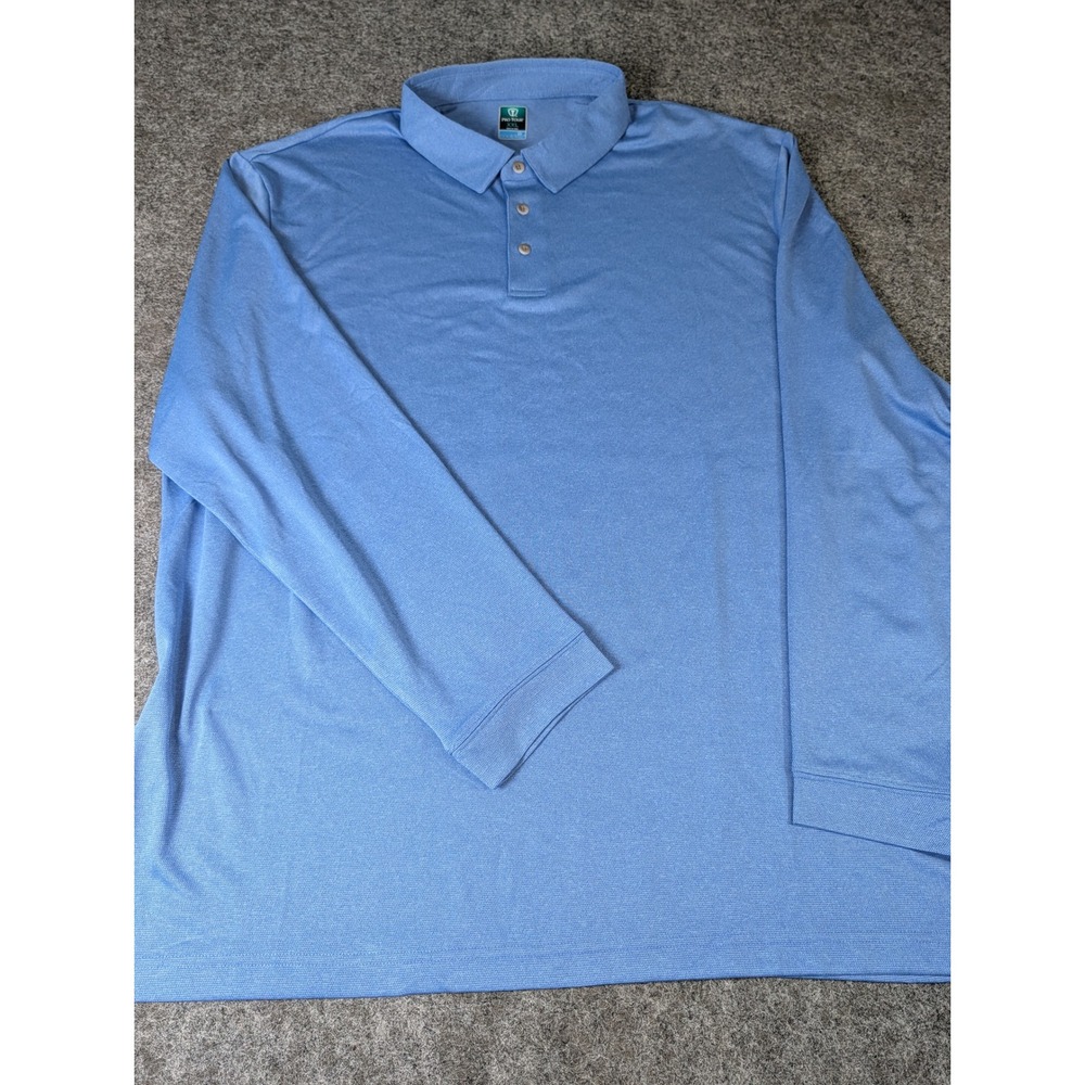 Pro Tour Coolplay Mens XXL Blue Long Sleeve Polo Shirt Golf Performance Textured